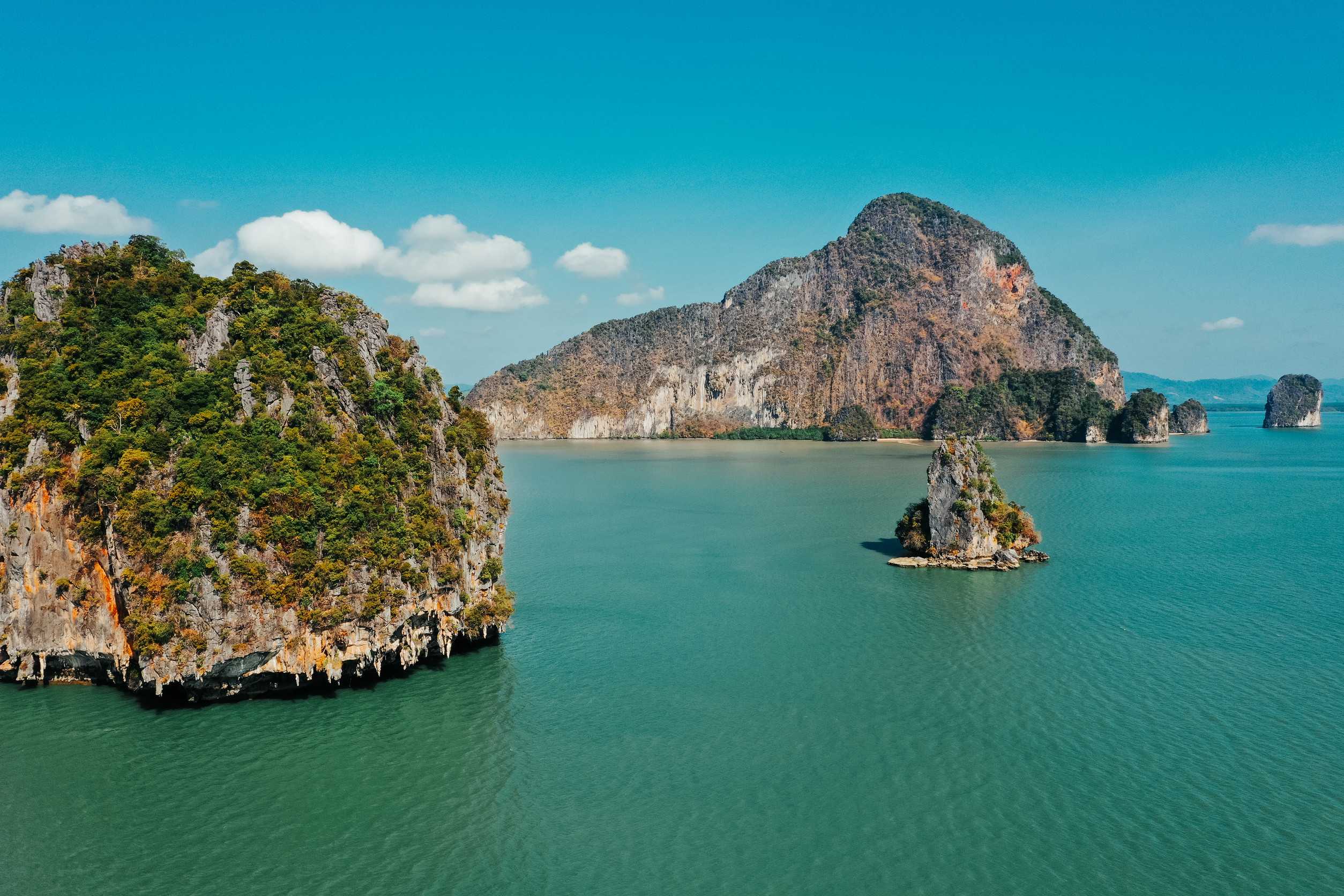 Beautiful View Of Nature With A Calm Blue Sea And Islands In Thailand