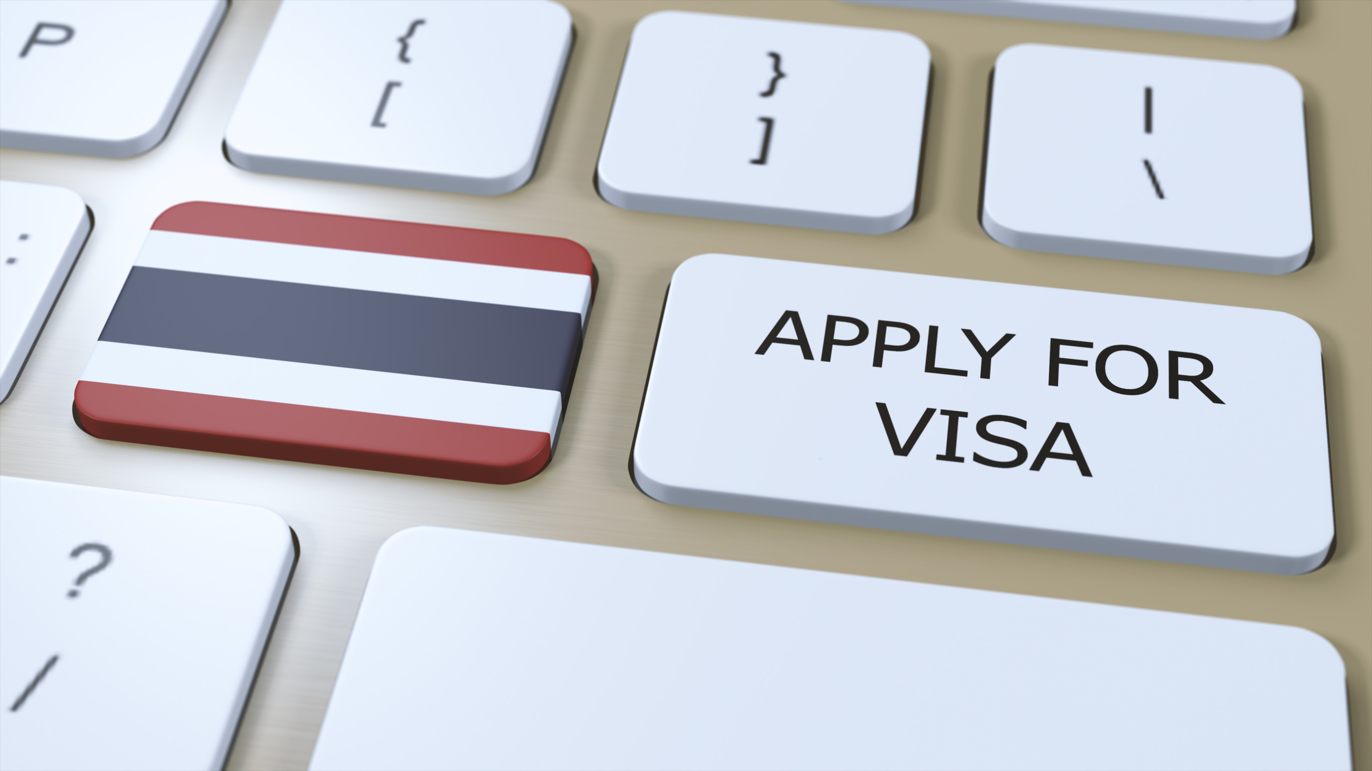 Thailand Apply For Visa Concept Button Push 3d Illustration Visa Apply