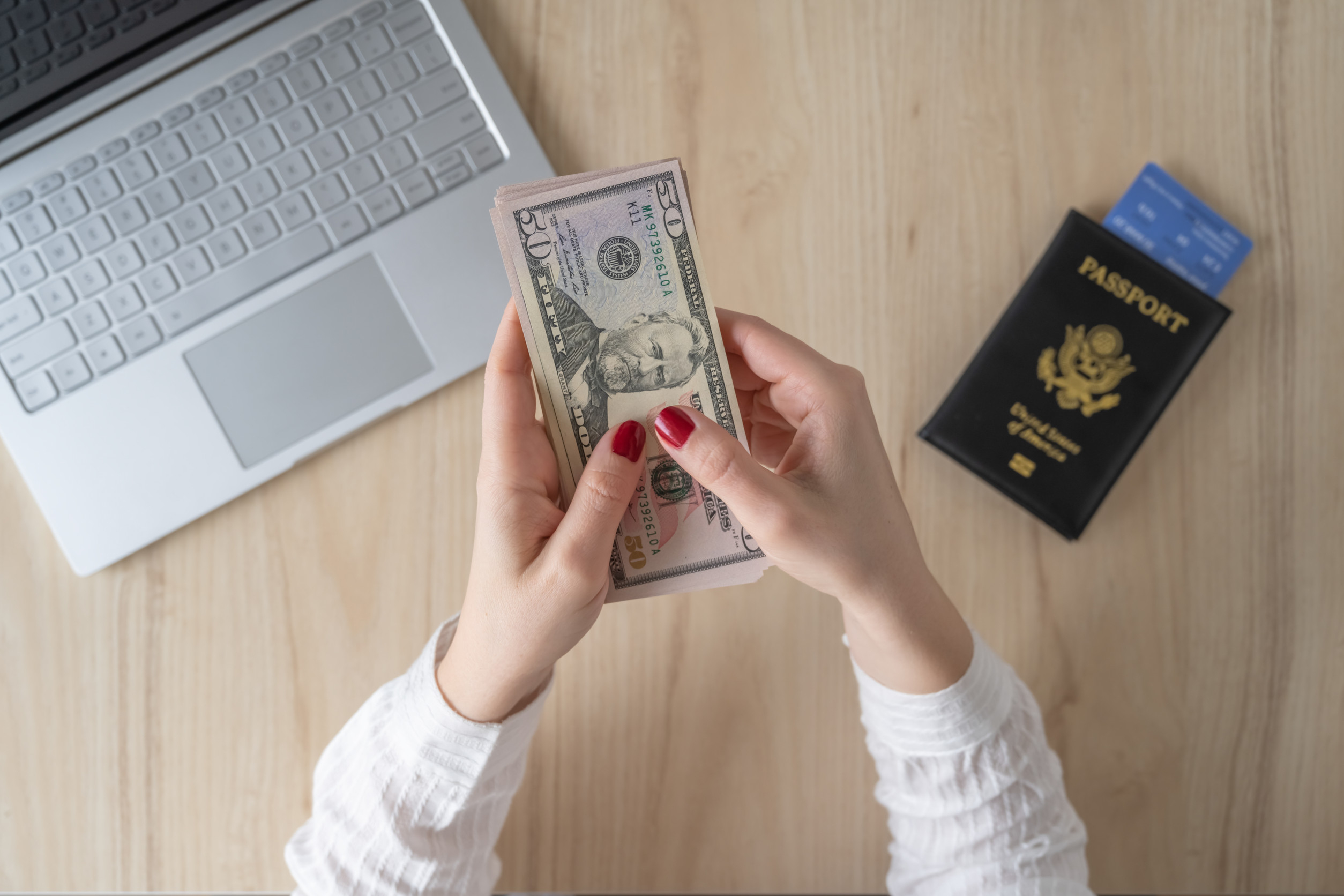 U S Dollars In Hand And Count It American Passport
